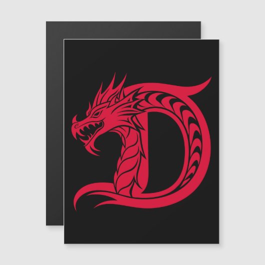 Dragon Styled Letter D, Dragon Alphabet, Monogram Magneteinladung (Vorne/Hinten)