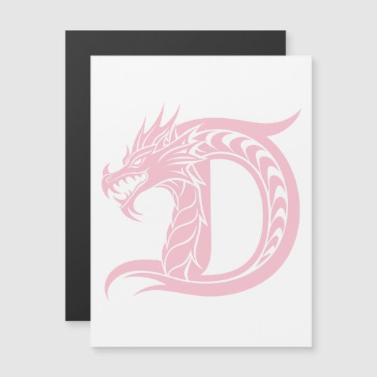 Dragon Styled Letter D, Dragon Alphabet, Monogram Magneteinladung (Vorne/Hinten)
