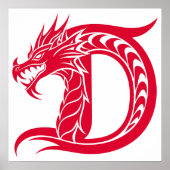 Dragon Styled Letter D, Dragon Alphabet, Monogram Poster (Vorne)