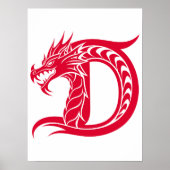 Dragon Styled Letter D, Dragon Alphabet, Monogram Poster (Vorne)