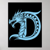 Dragon Styled Letter D, Dragon Alphabet, Monogram Poster (Vorne)