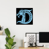 Dragon Styled Letter D, Dragon Alphabet, Monogram Poster (Heimbüro)