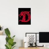 Dragon Styled Letter D, Dragon Alphabet, Monogram Poster (Heimbüro)