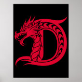 Dragon Styled Letter D, Dragon Alphabet, Monogram Poster (Vorne)