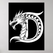 Dragon Styled Letter D, Dragon Alphabet, Monogram Poster (Vorne)
