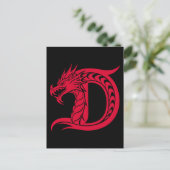 Dragon Styled Letter D, Dragon Alphabet, Monogram Postkarte (Stehend Vorderseite)