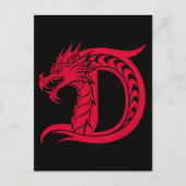 Dragon Styled Letter D, Dragon Alphabet, Monogram Postkarte (Vorderseite)