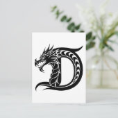 Dragon Styled Letter D, Dragon Alphabet, Monogram Postkarte (Stehend Vorderseite)