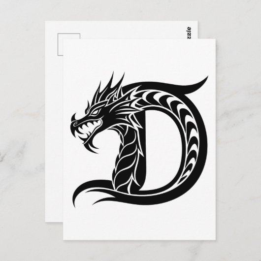 Dragon Styled Letter D, Dragon Alphabet, Monogram Postkarte (Vorne/Hinten)
