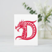 Dragon Styled Letter D, Dragon Alphabet, Monogram Postkarte (Stehend Vorderseite)