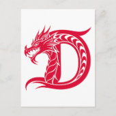 Dragon Styled Letter D, Dragon Alphabet, Monogram Postkarte (Vorderseite)