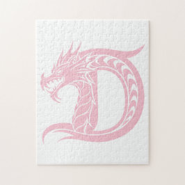 Dragon Styled Letter D, Dragon Alphabet, Monogram Puzzle