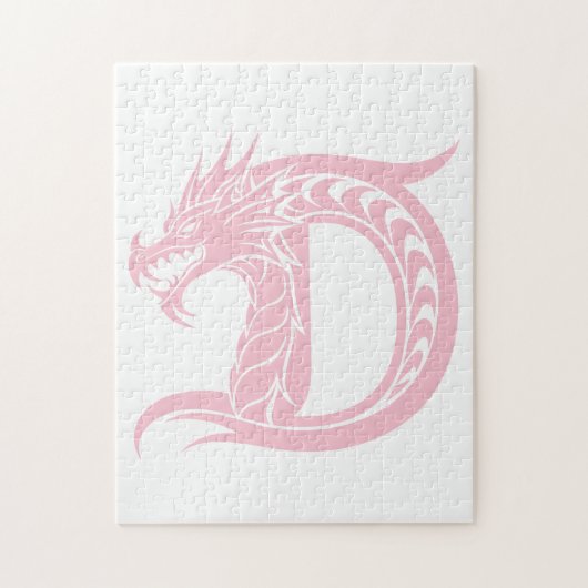 Dragon Styled Letter D, Dragon Alphabet, Monogram Puzzle (Vertikal)