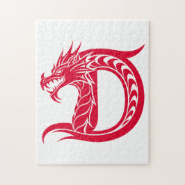 Dragon Styled Letter D, Dragon Alphabet, Monogram Puzzle