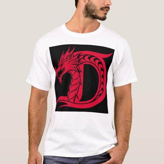 Dragon Styled Letter D, Dragon Alphabet, Monogram T-Shirt (Vorderseite)