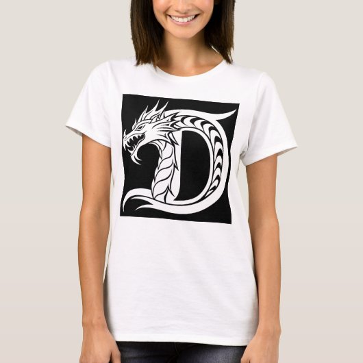 Dragon Styled Letter D, Dragon Alphabet, Monogram T-Shirt (Vorderseite)