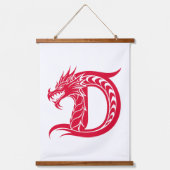 Dragon Styled Letter D, Dragon Alphabet, Monogram Wandteppich Mit Holzrahmen (Vorderseite)