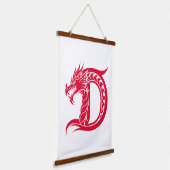 Dragon Styled Letter D, Dragon Alphabet, Monogram Wandteppich Mit Holzrahmen (Gewinkelt)