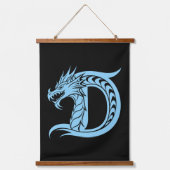Dragon Styled Letter D, Dragon Alphabet, Monogram Wandteppich Mit Holzrahmen (Vorderseite)