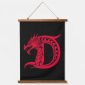 Dragon Styled Letter D, Dragon Alphabet, Monogram Wandteppich Mit Holzrahmen (Vorderseite)