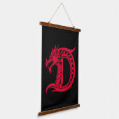 Dragon Styled Letter D, Dragon Alphabet, Monogram Wandteppich Mit Holzrahmen (Gewinkelt)