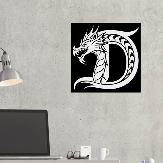 Dragon Styled Letter D, Dragon Alphabet, Monogramm Foliendrucke (In Situ (Schreibtisch 2))
