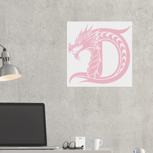 Dragon Styled Letter D, Dragon Alphabet, Monogramm Foliendrucke (In Situ (Schreibtisch 2))