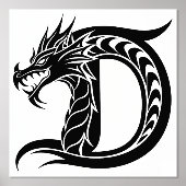Dragon Styled Letter D, Dragon Alphabet, Monogramm Foliendrucke (Vorderseite)