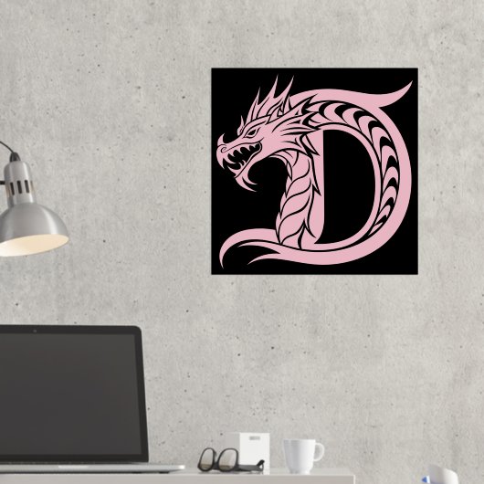 Dragon Styled Letter D, Dragon Alphabet, Monogramm Foliendrucke (In Situ (Schreibtisch 2))