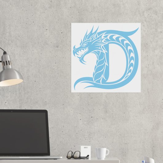 Dragon Styled Letter D, Dragon Alphabet, Monogramm Foliendrucke (In Situ (Schreibtisch 2))