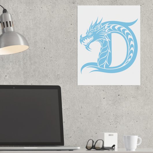 Dragon Styled Letter D, Dragon Alphabet, Monogramm Foliendrucke (In Situ (Schreibtisch))