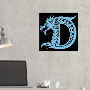 Dragon Styled Letter D, Dragon Alphabet, Monogramm Foliendrucke