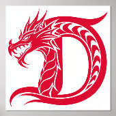 Dragon Styled Letter D, Dragon Alphabet, Monogramm Foliendrucke (Vorderseite)