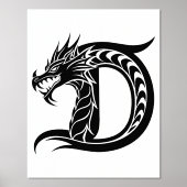 Dragon Styled Letter D, Dragon Alphabet, Monogramm Foliendrucke (Vorderseite)