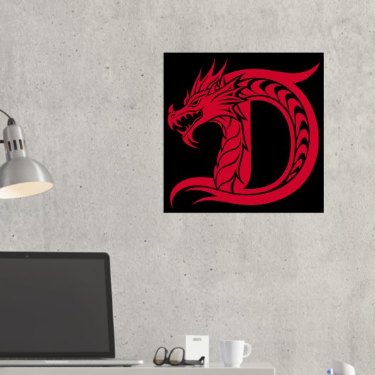 Dragon Styled Letter D, Dragon Alphabet, Monogramm Foliendrucke (In Situ (Schreibtisch 2))