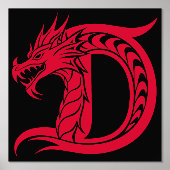 Dragon Styled Letter D, Dragon Alphabet, Monogramm Foliendrucke (Vorderseite)