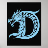 Dragon Styled Letter D, Dragon Alphabet, Monogramm Foliendrucke (Vorderseite)