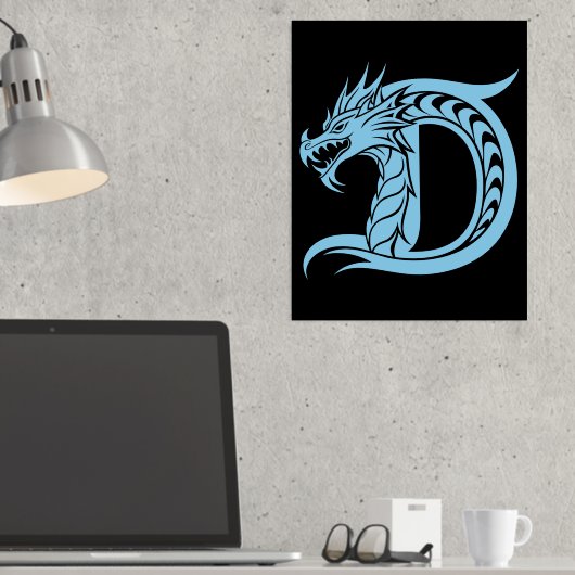 Dragon Styled Letter D, Dragon Alphabet, Monogramm Foliendrucke (In Situ (Schreibtisch))