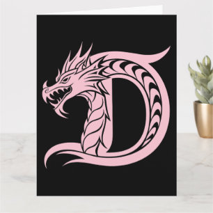 Dragon Styled Letter D, Dragon Alphabet, Monogramm Karte