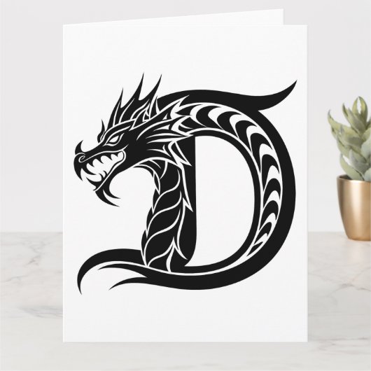 Dragon Styled Letter D, Dragon Alphabet, Monogramm Karte (Kleine Pflanze)
