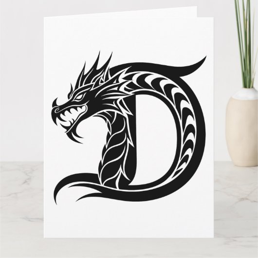 Dragon Styled Letter D, Dragon Alphabet, Monogramm Karte (Vorderseite)