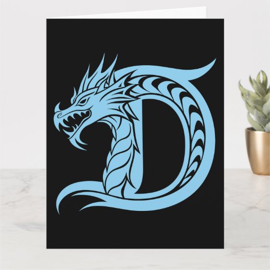 Dragon Styled Letter D, Dragon Alphabet, Monogramm Karte (Kleine Pflanze)