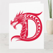 Dragon Styled Letter D, Dragon Alphabet, Monogramm Karte (Vorderseite)