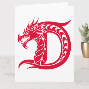 Dragon Styled Letter D, Dragon Alphabet, Monogramm Karte