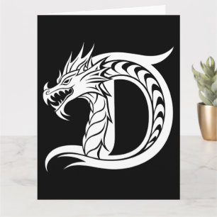 Dragon Styled Letter D, Dragon Alphabet, Monogramm Karte
