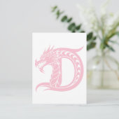 Dragon Styled Letter D, Dragon Alphabet, Monogramm Postkarte (Stehend Vorderseite)