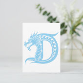 Dragon Styled Letter D, Dragon Alphabet, Monogramm Postkarte (Stehend Vorderseite)