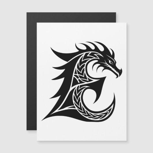 Dragon Styled Letter E, Dragon Alphabet, Monogram Magneteinladung (Vorne/Hinten)