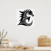 Dragon Styled Letter E, Dragon Alphabet, Monogram Poster (Küche)