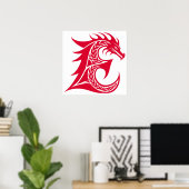 Dragon Styled Letter E, Dragon Alphabet, Monogram Poster (Heimbüro)